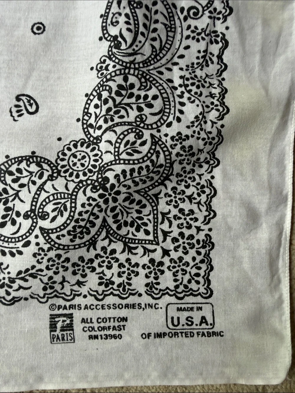 Vintage Paris Accessories White Paisley Bandana Scarf 20